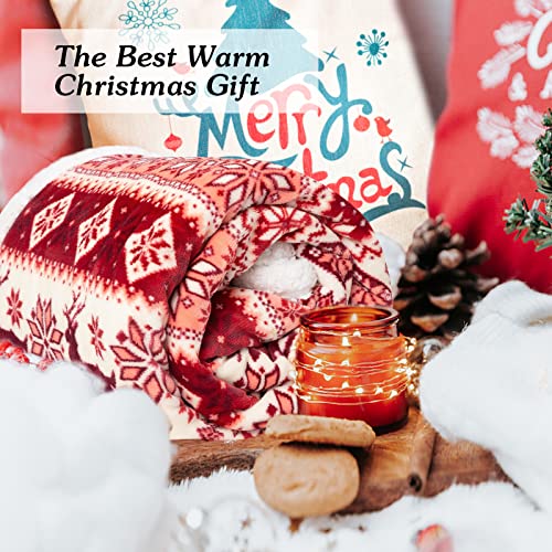  Sherpa Christmas Throw Blanket For Adults, Fleece Flannel Holiday Blankets And Throws, Cozy Warm Fuzzy Fluffy Soft Throw Blankets For Couch Bed, Gifts For Women Men & Kids(51" X 63", Red)