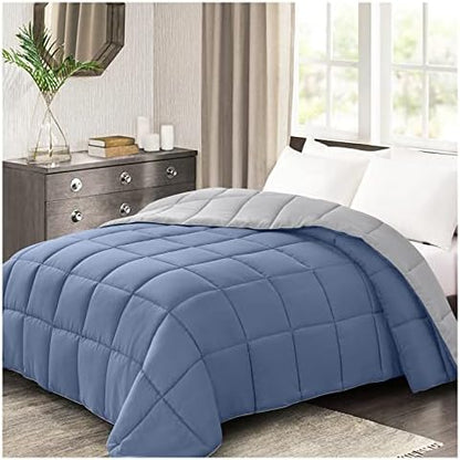  Queen Lightweight Comforter Gray - All Season Down Alternative Bed Comforter Summer Duvet Insert Quilted Reversible Comforters Full/Queen Size Dark Gray/Light Grey