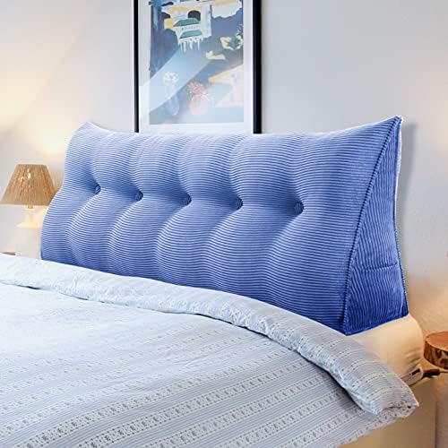  WOWMAX Ergonomics Headboard Pillow For California King Size Bed, Multifunctional Upholstered Headboard Pillows, Triangular Long Wedge Pillow For Wall No Need To Assembly Corduroy Grey (71 Inches)