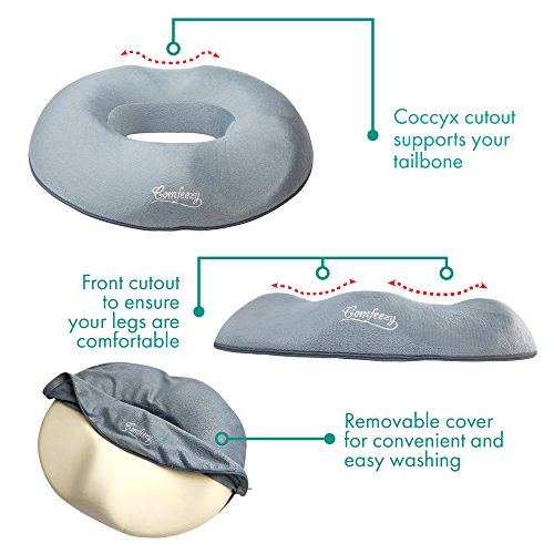  Donut Tailbone & Coccyx Cushion | Pain Relief Pillow For Hemorrhoid, Prostate, Pregnancy, Post Natal, Post Surgery And Sciatica | 550g Pure Memory Foam Provides Luxury Comfort