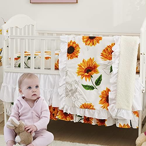  Brandream Wildflower Butterfly Crib Bedding Sets For Girls Farmhouse Baby Nursery Bedding Blanket Set Romantic Purple White, 6 Pieces