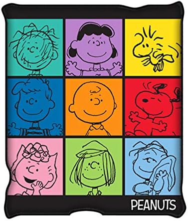  Peanuts Multicolor Character Grid Fleece Throw Blanket - 45 X 60 Inches | Soft And Cozy Blanket
