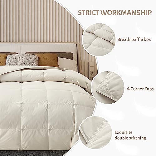  Bafode Goose Down Comforter Queen Size - Organic Cotton Shell, Fluffy Goose Feather Down Comforter - All Seasons Duvet - The Ultimate Eco-Friendly And Sustainable Choice For A Great Night's Sleep