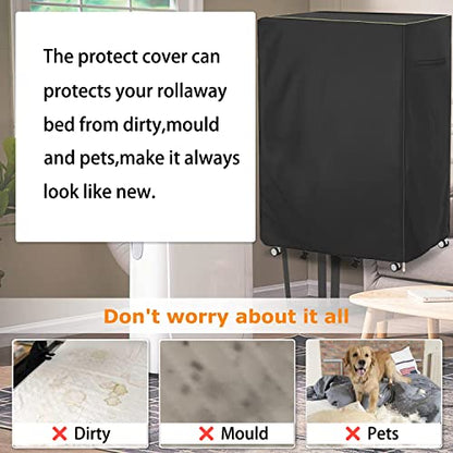  Folding Bed Storage Cover,Universal Waterproof Rollaway Bed Cover 39" L X 15" W X 44.8" H,Fits Twin Size 38-Inch Beds,600D Oxford Dustproof Protective Rollaway Bed Protector,Black.