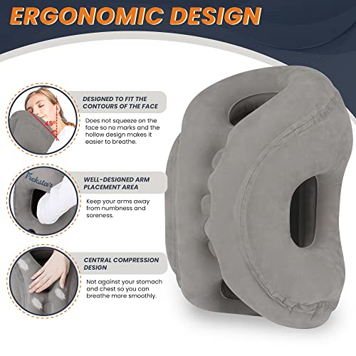  TrekStar Inflatable Travel Neck Pillow | Ergonomic Design | Support Head, Neck Pain For Sleeping Aid In Airplane/Buses/Office/Cars/Trains With Free Eye Mask, Earplugs