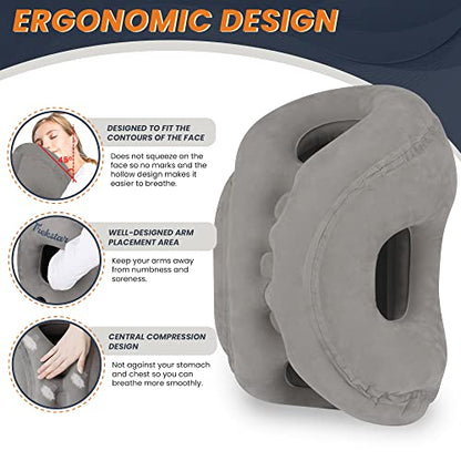  TrekStar Inflatable Travel Neck Pillow | Ergonomic Design | Support Head, Neck Pain For Sleeping Aid In Airplane/Buses/Office/Cars/Trains With Free Eye Mask, Earplugs