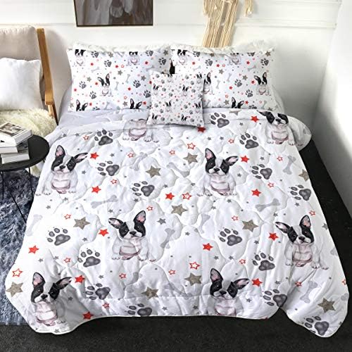  Sleepwish Brown Dog Paw Bone Comforter Set Kids Dog Paw Prints Bedding Set For Kids Children Bedspreads 4Pcs King Size Dog Lovers Gifts For Women Kids Men