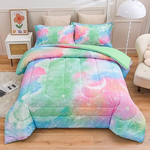  A Nice Night Black And Blue Galaxy Bedding Sets 3D Printed Cloud Quilt Comforter Sets With 2 Bedroom Pillow Covers Twin Size