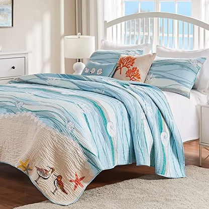  Greenland Home Maui Quilt Set, King/California King (3 Piece), Multi