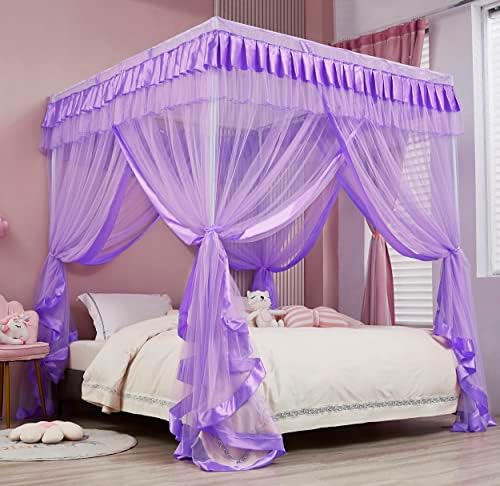 Mengersi Rainbow Canopy Bed Curtains With Lights - Princess Bed Canopy For Girls - Bed Drapes Netting- Bedroom Decoration Accessories,Twin