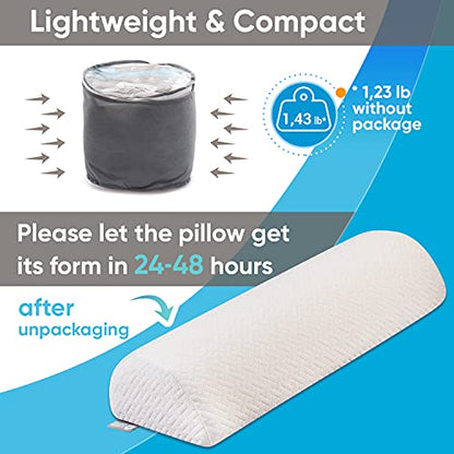  5 STARS UNITED Half Moon Bolster Semi-Roll Pillow And Knee Pillow For Side Sleepers, Grey, Bundle