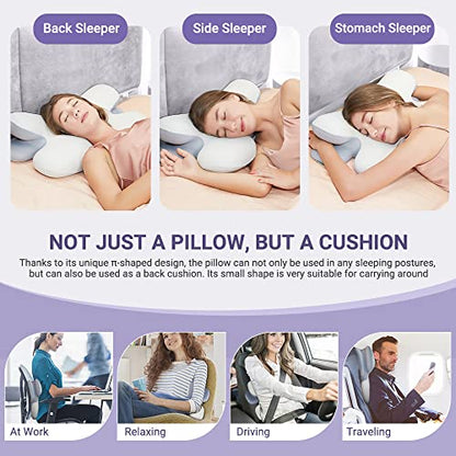  BUTTSSOM Cervical Neck Pillow,Ergonomic Contour Orthopedic Pillow For Neck And Shoulder Pain Relief With Soft Cooling Pillowcase,Memory Foam Support Sleeping Pillow For Side,Back,Stomach Sleeper