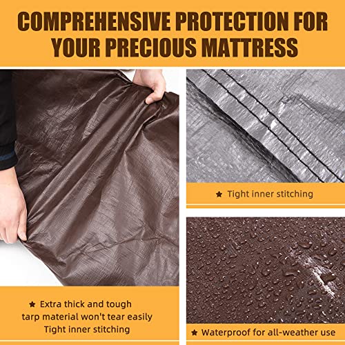  Mattress Bag Full Size For Moving And Storage Mattress Protector, Reusable Heavy Duty Tarp Waterproof Bed Mattress Cover, Zippered Mattress Protector With 8 Strong Handles, 77x57x15 Inch