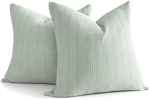  Cocoploceus 26x26 Pillow Covers Boho Euro Shams Set Of 2 Decorative Throw Pillow Covers Cotton Large Square Pillowcase For Couch Bed, Sage Green