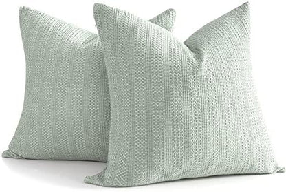  Cocoploceus 26x26 Pillow Covers Boho Euro Shams Set Of 2 Decorative Throw Pillow Covers Cotton Large Square Pillowcase For Couch Bed, Sage Green