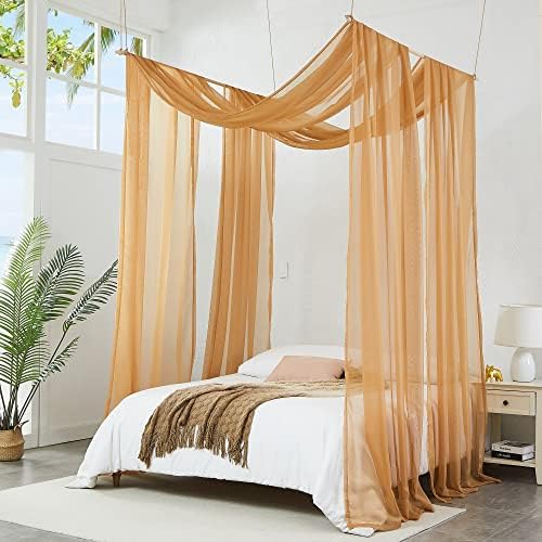  Set Of 2 White & White Canopy Bed Curtains In 55 X 104 Inch Size. 2 Twin Bed Canopy Curtains Can Be Turned Into Kids Bed Tent Or Bed Canopy For Girls. BE White & White 104"