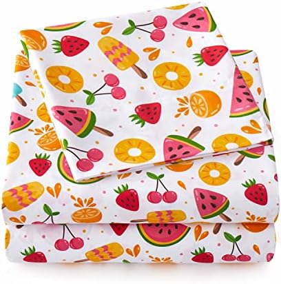  1500 Supreme Kids Bed Sheet Collection - Fun Colorful And Comfortable Boys And Girls Toddler Sheet Sets - Deep Pocket Wrinkle Free Soft And Cozy Bedding - Twin, Fruity Fun