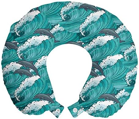  Ambesonne Mermaid Travel Pillow Neck Rest, Underwater Fantasy Fish Girl Woman Swimming Exotic Cartoon, Memory Foam Traveling Accessory For Airplane And Car, 12", Lilac Blue