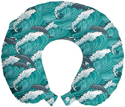  Ambesonne Mermaid Travel Pillow Neck Rest, Underwater Fantasy Fish Girl Woman Swimming Exotic Cartoon, Memory Foam Traveling Accessory For Airplane And Car, 12", Lilac Blue