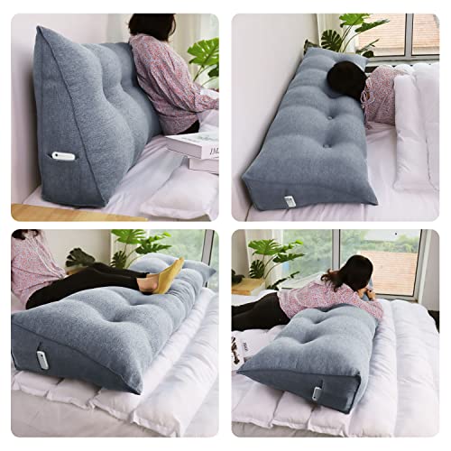  VERCART Triangular Headboard Wedge Pillow Daybed Pillows Bed Headboard Pillow Wedge Bed Rest Reading Pillow Gap Filler Triangle Back Cushion Lumbar Positioning Upholstered Linen Blend Grey Twin