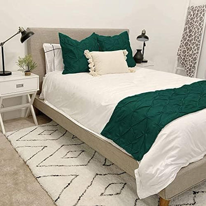  ABP COLLECTION Bed Runners - 100% Cotton 800 Thread Count Pinch Pleated Bed Runner - Luxury Pinch Pleated Bed Runner, Hotel Quality Modern Pinch Pleated Bed Runner Queen Size, White