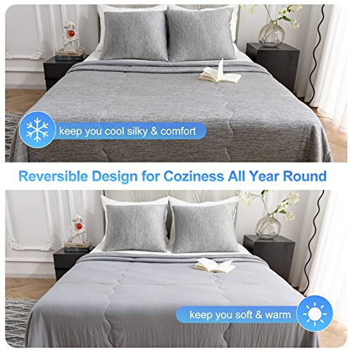  Cooling Comforter King Size,Cooling Blanket With Q-Max > 0.45 Arc-Chill Cooling Fiber, Cool Sleeping Summer Blanket For Night Sweats Hot Sleeper (90" X 108", Grey)