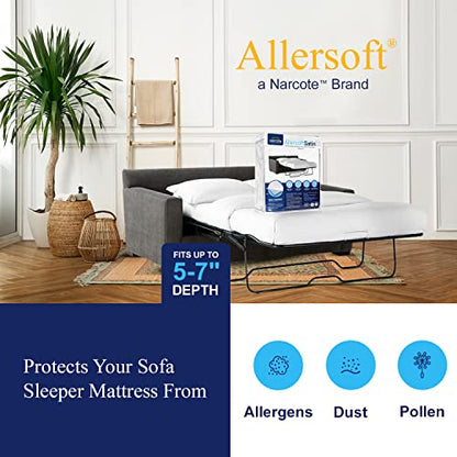  Allersoft| Queen Sleeper Sofa Mattress Cover With Secure Locking Zipper. Creates A Natural Seal On All Sides Of Your Pull-Out Sofa Mattress From Liquids, Dust, Pet Dander, Pollen & More