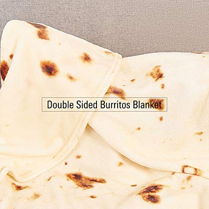  IBune 80 Inch Tortilla Blanket For Adults, Double Sided Round Tortilla Throw Blanket, Giant Wrap Blanket Funny Novelty Food Blanket Gift For Kids