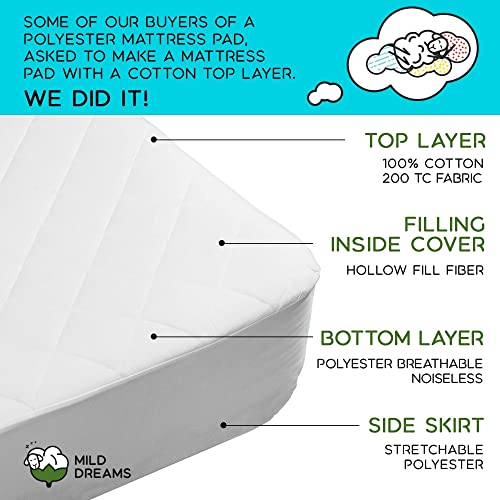 Full Mattress Pad Cotton Cover Size 54x75 Inches Stretches To 16 Deep - Fitted Quilted Sheet For Full Bed , Cotton Cover