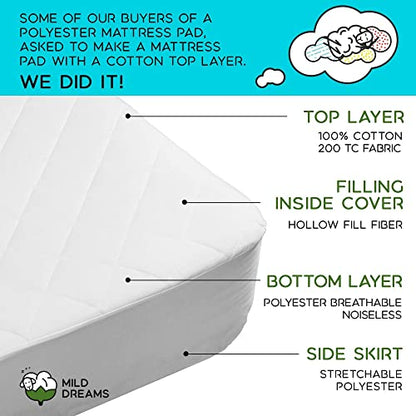  Full Mattress Pad Cotton Cover Size 54x75 Inches Stretches To 16 Deep - Fitted Quilted Sheet For Full Bed , Cotton Cover