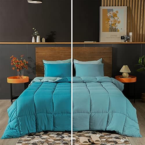  KASENTEX All Season Down Alternative Quilted Comforter Set - Reversible Duvet Insert - Machine Washable (Rose/Beige Cream, Queen Set)