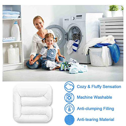  TEKAMON All Season Queen Comforter Winter Warm Summer Soft Quilted Down Alternative Duvet Insert Corner Tabs, Machine Washable Fluffy Reversible Collection For Hotel, Snow White