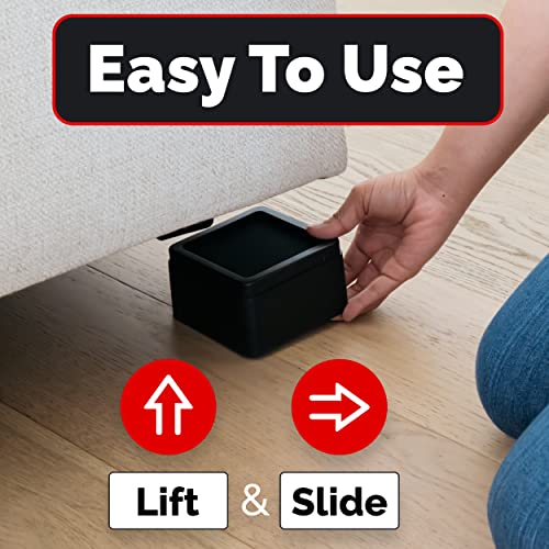  IPrimio Bed Risers - Square, 2 Inch Lift, Heavy Duty, 4 Pack, Up To 10000lbs - Bed Raising Blocks, Furniture Risers - Safe, Sturdy Bed Lifts For College Dorm Rooms, Couches, Tables, Desk Riser