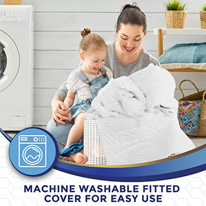  100% Waterproof Queen Mattress Protector Premium Bamboo - Ultra Soft, Hypoallergenic Mattress Cover, Comfort Noiseless & Breathable, Fitted Protector Sheet- Machine Washable, White
