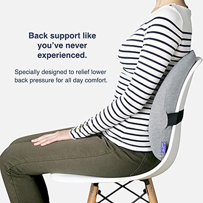  Cushion Lab Extra Dense Lumbar Pillow - Patented Ergonomic Multi-Region Firm Back Support For Lower Back Pain Relief - Lumbar Support Cushion W/Strap For Office Chair, Car, Sofa, Plane - Black
