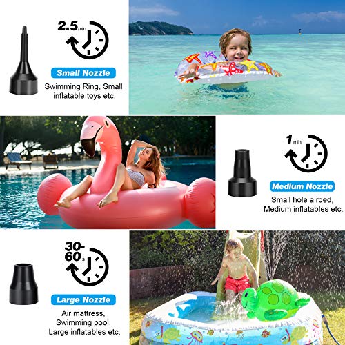  Ir Pump Electric Pump Air Pump For Inflatables Air Mattress Pump With 3 Nozzles Inflator/Deflator Quick Electric Air Pump For Air Bed Pool Toy Raft Boat 110V AC (130W)