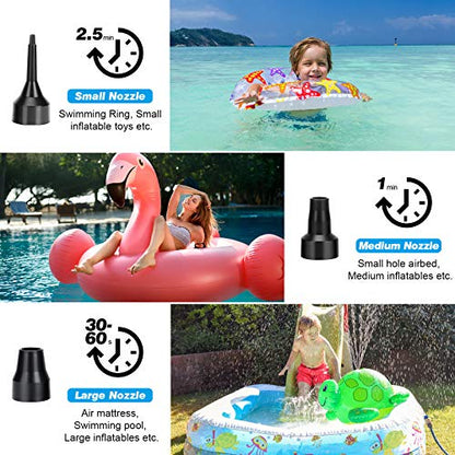  Ir Pump Electric Pump Air Pump For Inflatables Air Mattress Pump With 3 Nozzles Inflator/Deflator Quick Electric Air Pump For Air Bed Pool Toy Raft Boat 110V AC (130W)