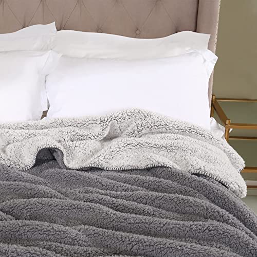  Sherpa Thick Blanket, Double Side Sherpa Fleece Blanket, Cozy Warm Sherpa Throw Blanket In The Whole Winter. Fuzzy Fluffy Soft Twin Size Grey Blanket Suitable For Couch Bed(60"x80")