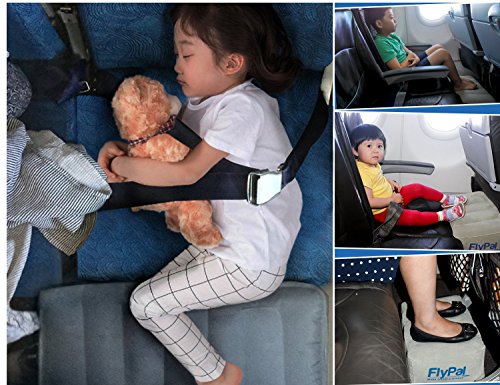  FLYPAL Inflatable Foot Rest For Air Travel, U.S Patented 2 In 1 Design, Blow-Up Pillow Cushion For Home, Office And Kids To Sleep On Long Flights, 17“x11"x17", Grey.