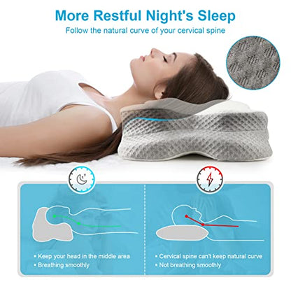  NPET Cervical Pillow For Neck Pain Relief, Hollow Design Ergonomic Memory Foam Pillow With Skin-Friendly Pillowcase, Adjustable Cervical Support For A Restful Night's Sleep