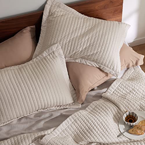  Bedsure Linen Quilt Queen Size - Lightweight Soft Quilt Bedding Set For All Seasons, Bedspreads & Coverlets, Corduroy Pattern Quilt Set, 3 Pieces With 2 Pillow Shams