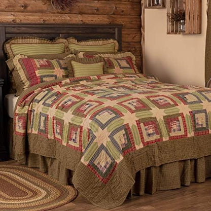  Tea Cabin Green Plaid King Pillow Case Set Of 2 21x40 Country Rustic Bedding Accessory, Moss Green
