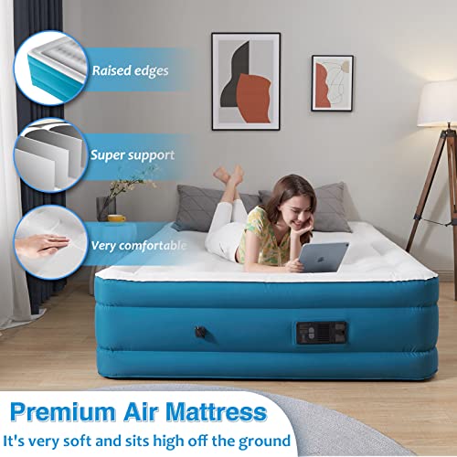  Queen Air Mattress Odor Free, Blow Up Mattress Built In Automatic Pump, Adjustable Double High Air Bed Inflatable To 18 Inches For Camping Travel Or Extra Bed, 78"x60"