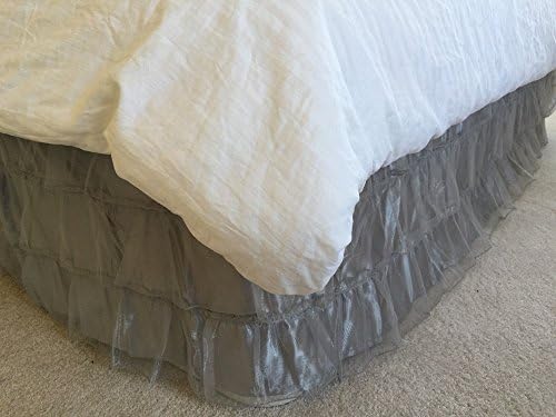  Royalty 3 Layer Organza & Satin Easy Fit Bed Dressing Waterfall Bed Skirt Dust Ruffle, Bed Skirt (Twin-Full, Lavender)