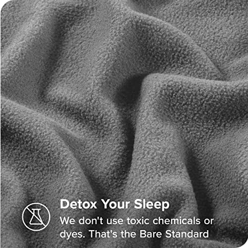  Bare Home Super Soft Fleece Sheet Set - Twin Extra Long Size - Extra Plush Polar Fleece, No-Pilling Bed Sheets - All Season Cozy Warmth (Twin XL, Grey)