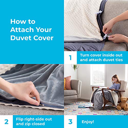   Dotted Minky and Minky Zippered Duvet Cover For Weighted Blanket - 10 Pre-Sewn Duvet Loops - Machine Washable