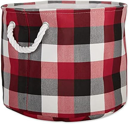  Buffalo Check Storage Collection Collapsible Bin With Handles, Medium Rectangle, 16x10x12, Red & Black