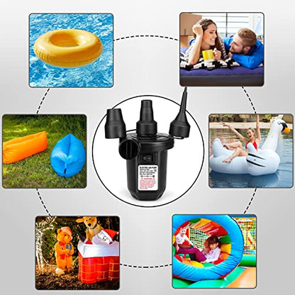  Air Pump For Inflatables, Portable Quick-Fill Electric Air Mattress Pump With 3 Nozzles, Inflator & Deflator Pumps For Outdoor Camping, Pool Floats, Inflatables Couch, Swimming Ring, 12V DC/110V AC