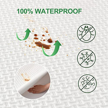  King Size 100% Waterproof Bamboo Mattress Protector 3D Air Fabric Breathable Cooling Mattress Cover With Deep Pocket Ultra Soft Noiseless Bed Mattress Protection With Double-Twill Pattern