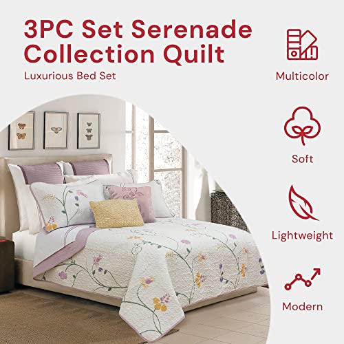  Safdie & Co. 60113.3DQ.15 Serenade Collection Quilt 3PC Set Full/Double Queen, Multicolor